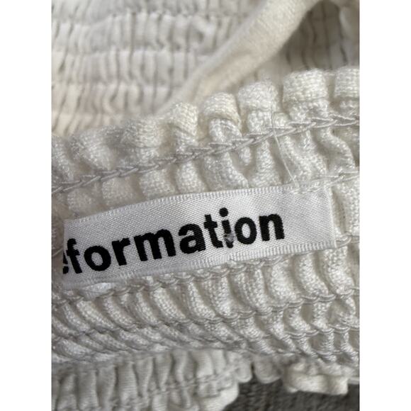 Reformation Ali Top White Linen Smocked Tie Strap Tank Women’s Size 10 - Picture 4 of 5